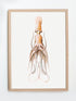 raw wood frame vintage squid print wall art